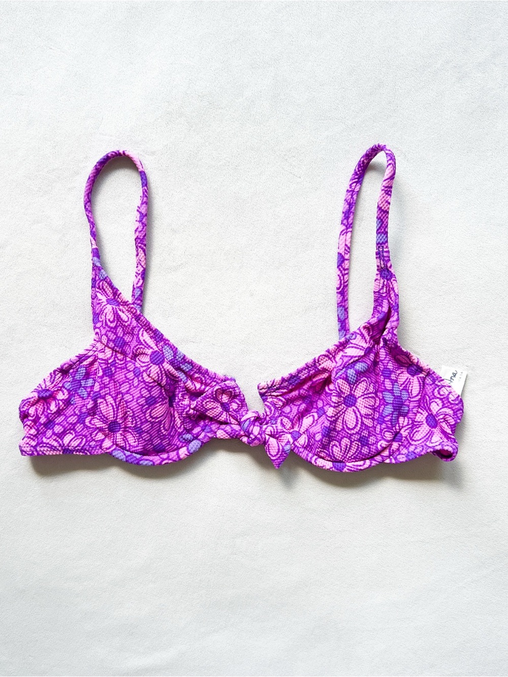 Vintage Hawaii Ana Purple & Pink Floral Bikini Top - Small